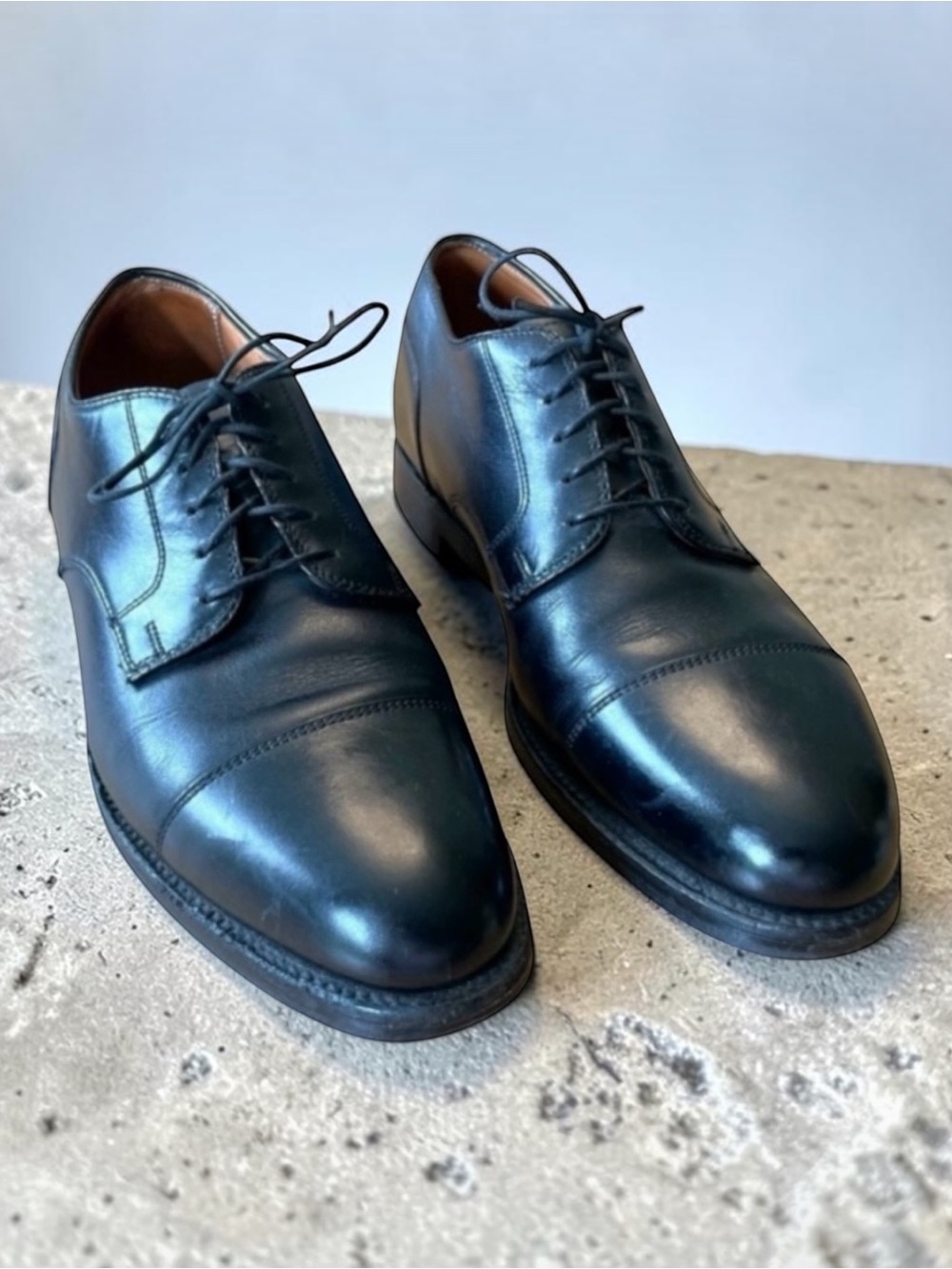 ALDEN New England Mens Black Cap Toe Oxford Lace Up Shoes Size 9.5 B/D